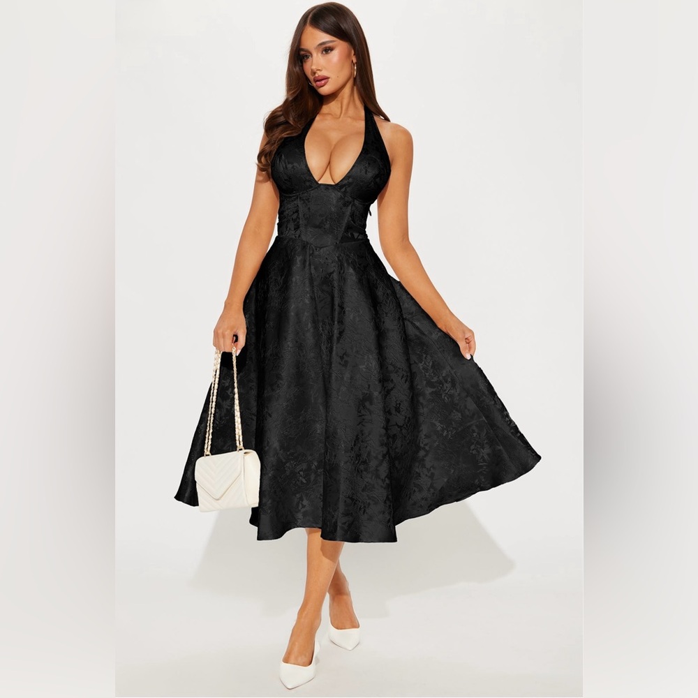 Elegant Black Halter Dress